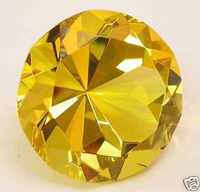 Oleg Cassini Yellow Crystal Rd Diamond Paperweight NIB  