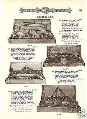 CROQUET SET ANTIQUE CATALOG AD 1919  