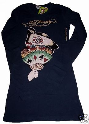 NWT~ED HARDY~AUDIGIER~PIRATE CHICK~SHIRT~WOMENS~MEDIUM  