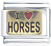 Italian Charm I Love red Heart Horses Colts Farm Animal  