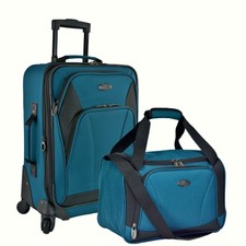 US Traveler Saratoga 2pc Carry-on Expandable Spinner Duffel Luggage Suitcase Set
