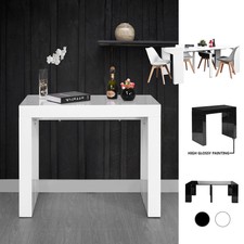 Table Console Extensible 8 Personnes Convertible Blanche Laquée Tendance Design