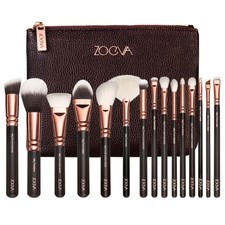 15pc ZOEVA Makeup Cosmetic Complete Eye Set Powder Rose Golden Brushes Set+Case