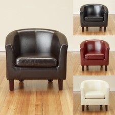 Luxury Bonded Leather Tub Chair Armchair for Dining Living Room Office Reception